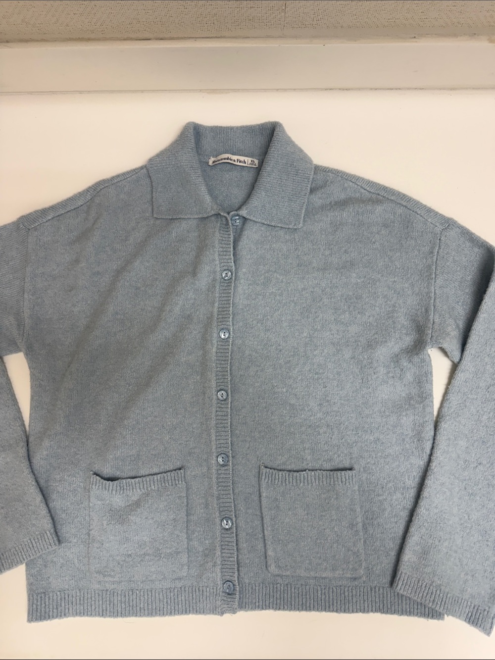 Abercrombie & Fitch Pale Blue Collared Button Cardigan